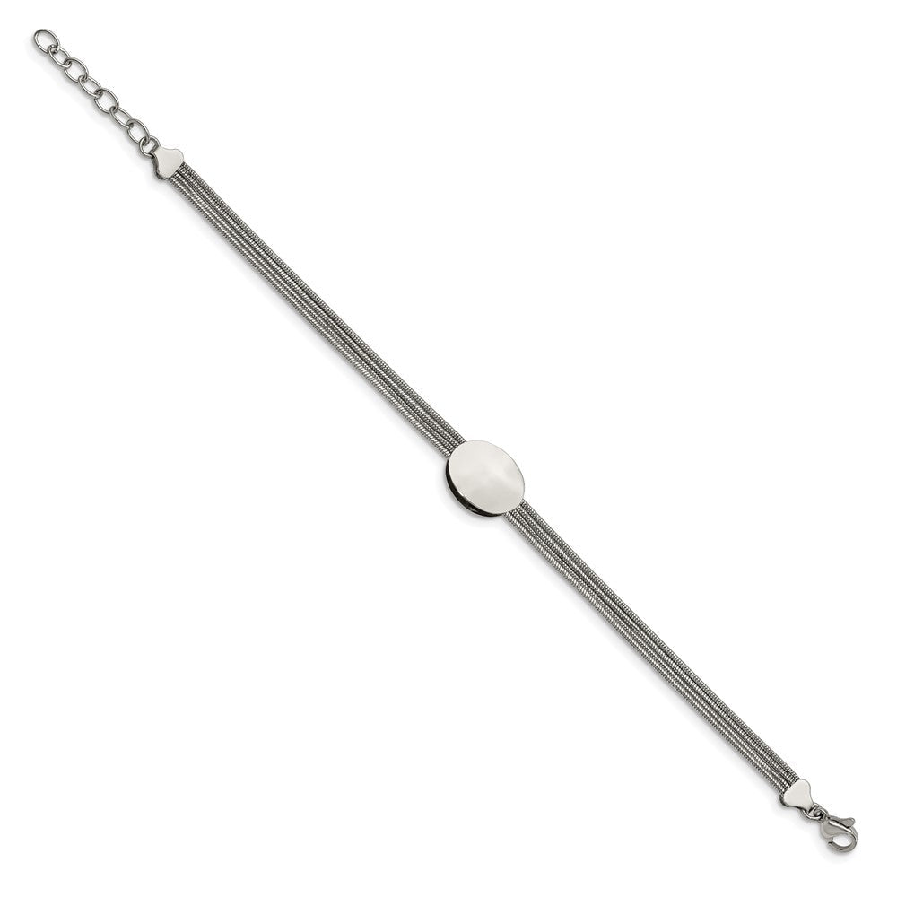 7.25 Zoll Edelstahl Poliert Oval 7.25 Zoll mit 1.25 Zoll Verlängerung. Armband