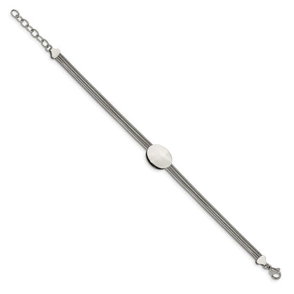 7.25 Zoll Edelstahl Poliert Oval 7.25 Zoll mit 1.25 Zoll Verlängerung. Armband