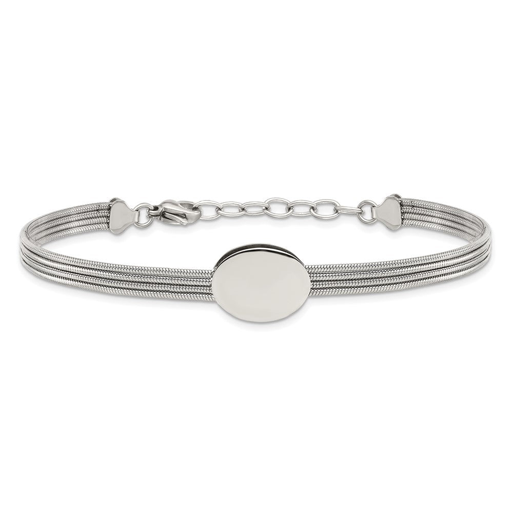 7.25 Zoll Edelstahl Poliert Oval 7.25 Zoll mit 1.25 Zoll Verlängerung. Armband