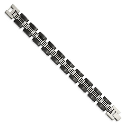 Edelstahl Chisel Gebürstet und Poliert Schwarz Ip-beschichtet 8 Zoll Glieder Armband
