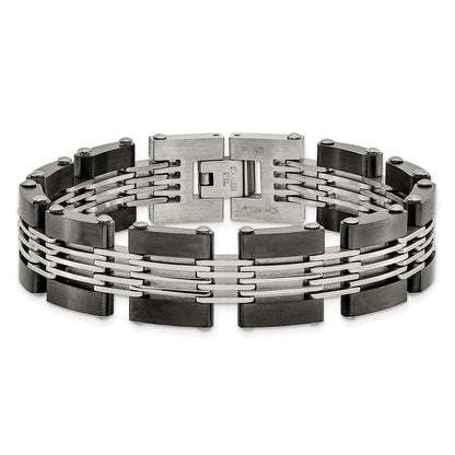 Edelstahl Chisel Gebürstet und Poliert Schwarz Ip-beschichtet 8 Zoll Glieder Armband