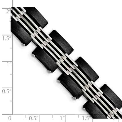 Edelstahl Chisel Gebürstet und Poliert Schwarz Ip-beschichtet 8 Zoll Glieder Armband