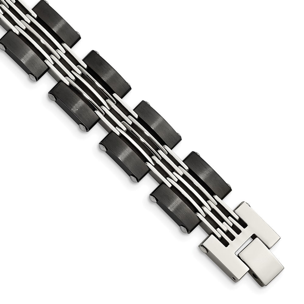 Edelstahl Chisel Gebürstet und Poliert Schwarz Ip-beschichtet 8 Zoll Glieder Armband