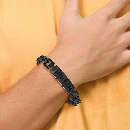 8.25 Zoll Edelstahl Gebürstet und Poliert Schwarz Ip-beschichtet 8.25 Zoll Armband