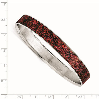 Edelstahl Poliert Rot/black Emailliert Breit Armreif