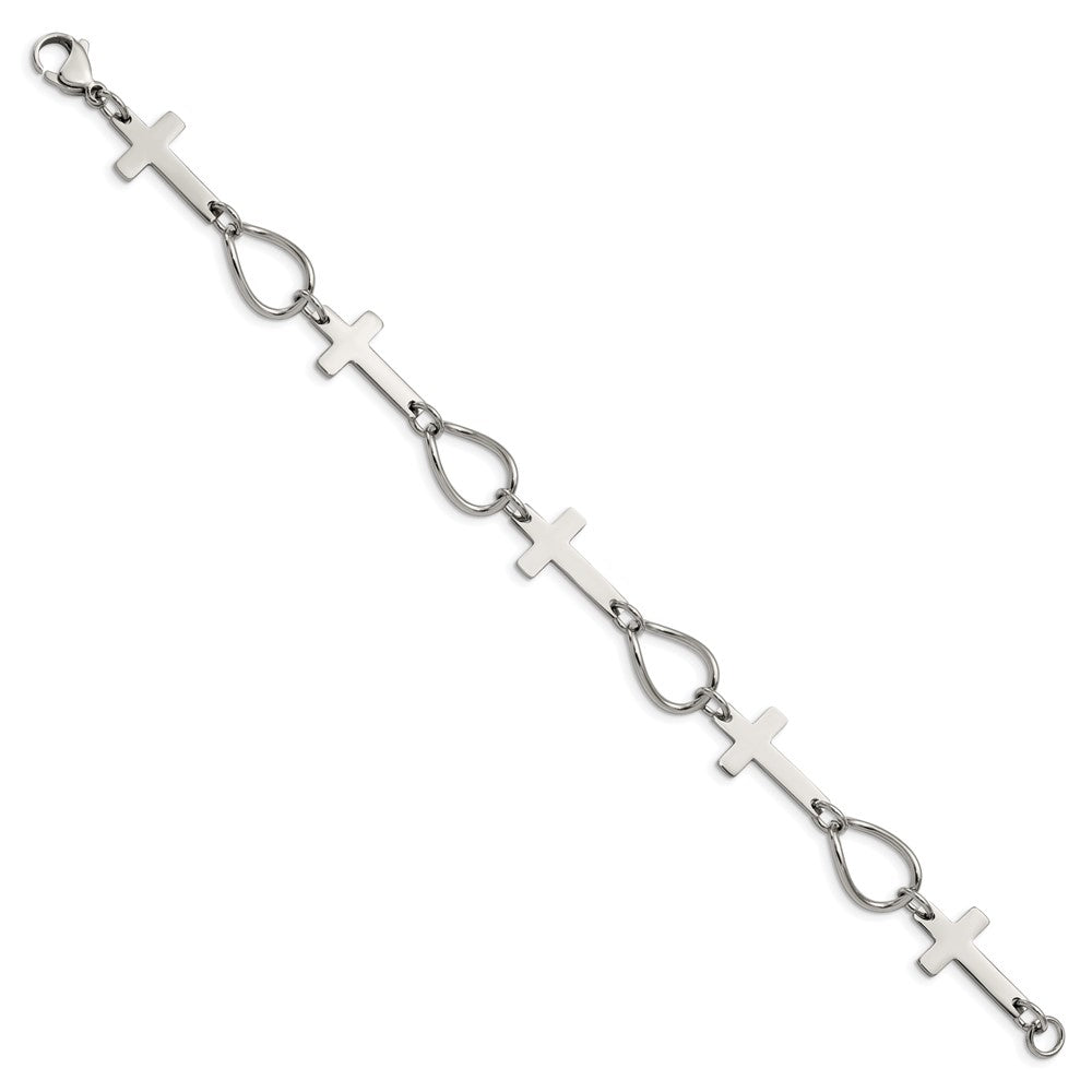 7.75 Zoll Edelstahl Poliert Kreuz 7.75 Zoll Armband