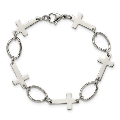 7.75 Zoll Edelstahl Poliert Kreuz 7.75 Zoll Armband