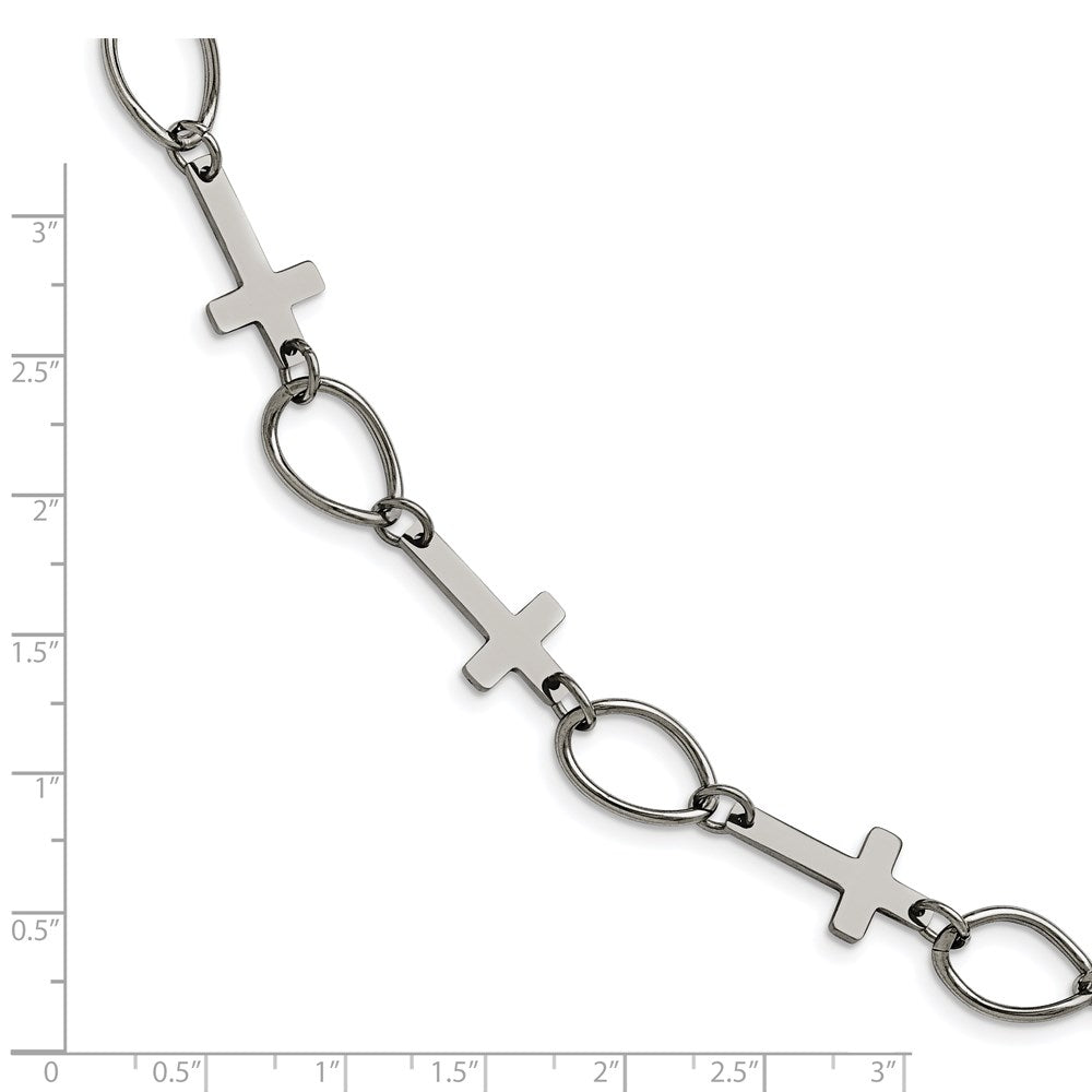7.75 Zoll Edelstahl Poliert Kreuz 7.75 Zoll Armband