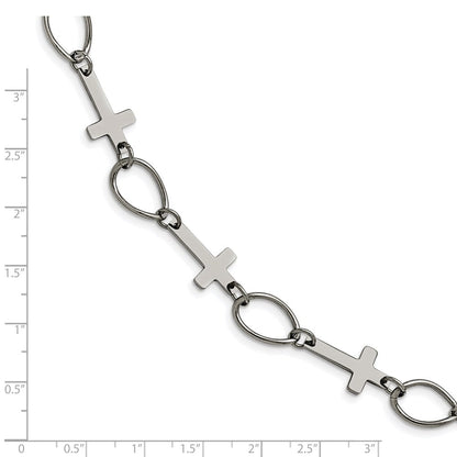 7.75 Zoll Edelstahl Poliert Kreuz 7.75 Zoll Armband