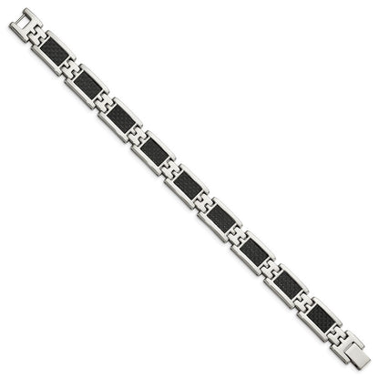 9.25 Zoll Chisel Edelstahl Poliert mit Schwarz Karbon Faser Einlage 9 Glieder Armband