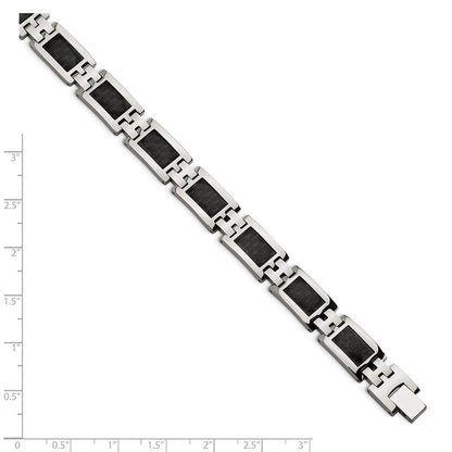 9.25 Zoll Chisel Edelstahl Poliert mit Schwarz Karbon Faser Einlage 9 Glieder Armband