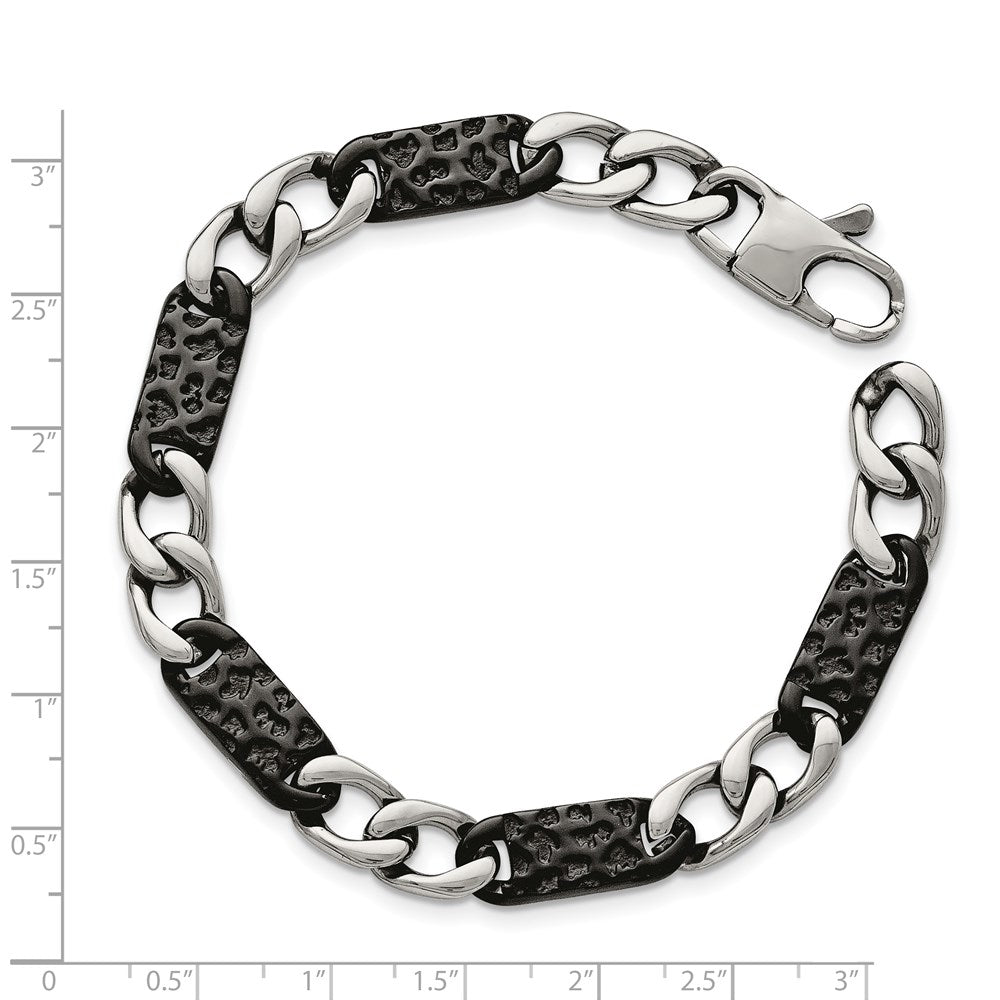 Edelstahl Chisel Poliert Schwarz Ip-beschichtet Glieder 8.5 Zoll Armband
