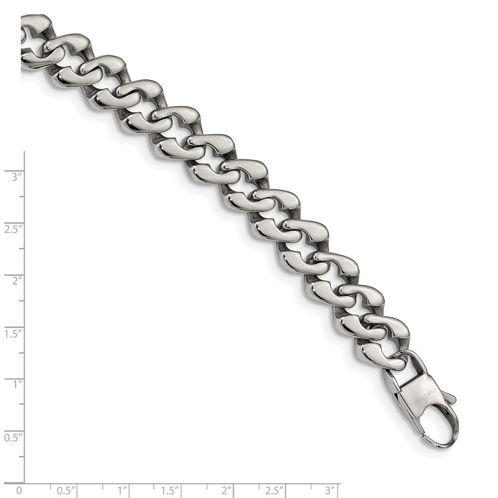 Edelstahl Chisel Poliert 8.5 Zoll Fantasieglieder Armband
