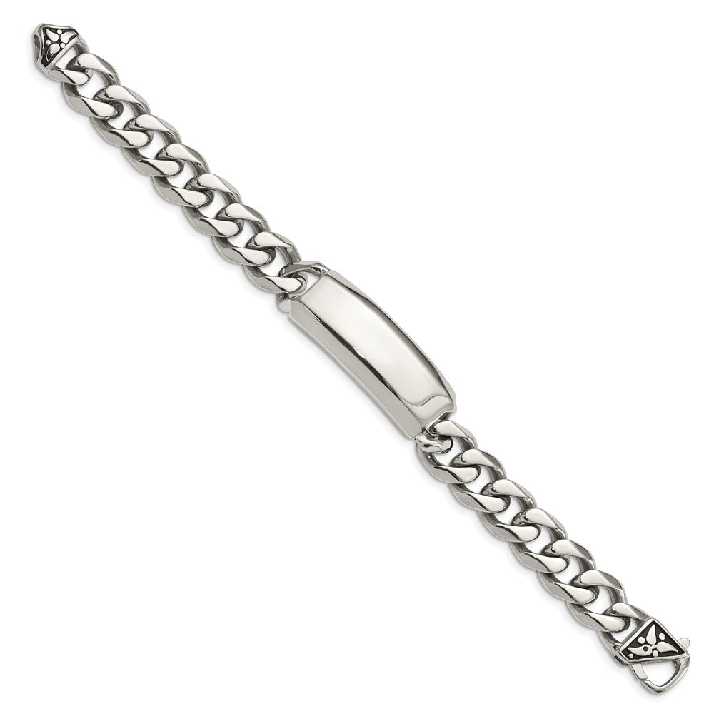 Edelstahl Chisel Antikisiert und Poliert Panzer Kette 8.75 Zoll Id Armband