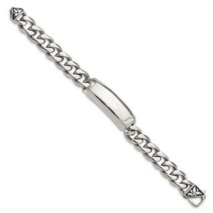 Edelstahl Chisel Antikisiert und Poliert Panzer Kette 8.75 Zoll Id Armband