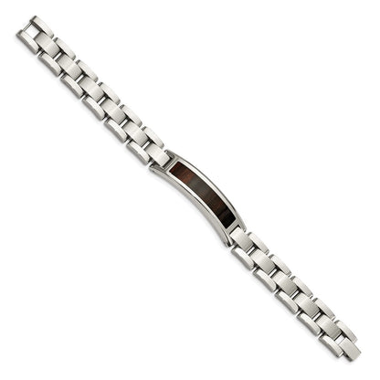 Edelstahl Chisel Poliert Emailliert Schwarz Koa Wood 8.5 Zoll Glieder Id Armband