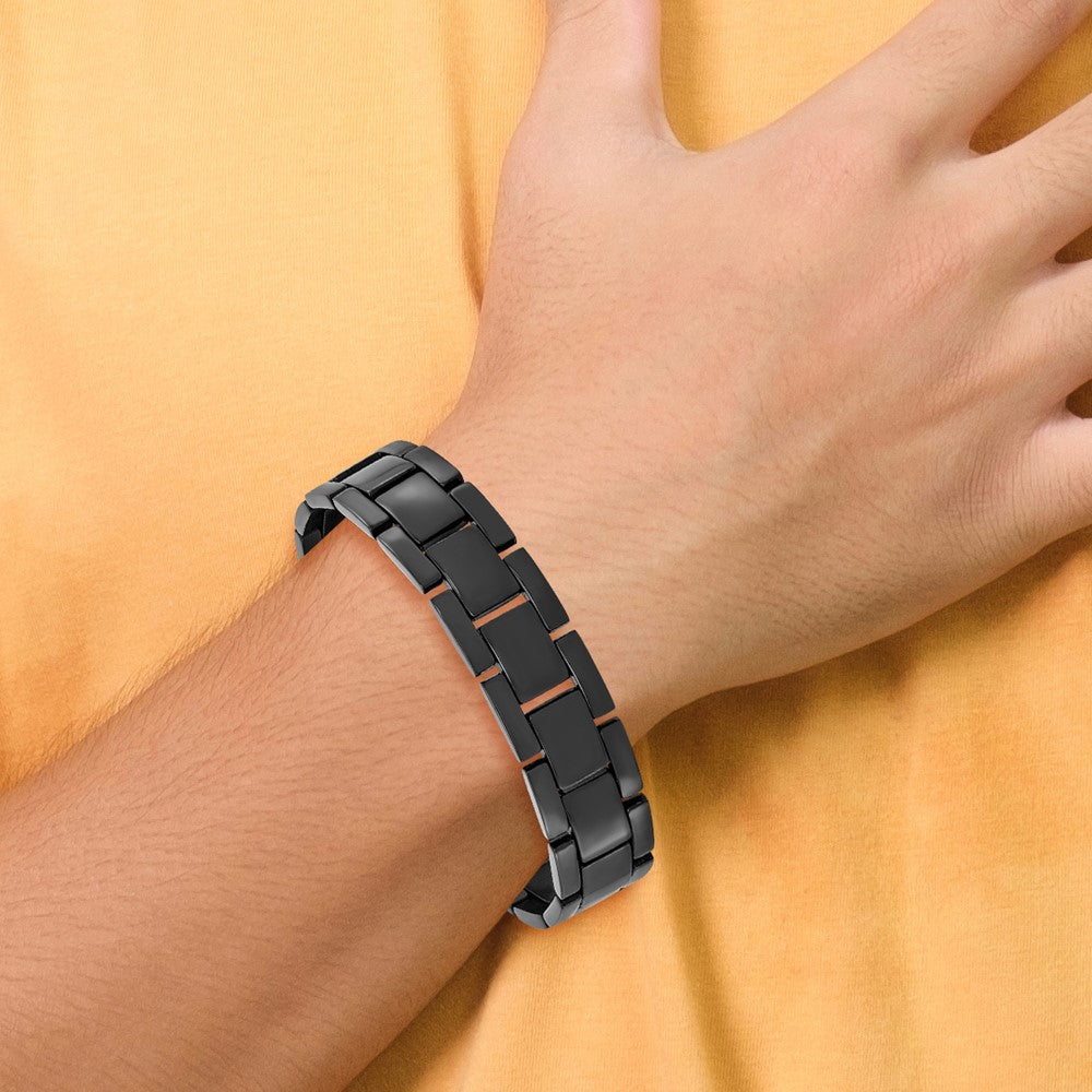 8.5 Zoll Chisel Edelstahl Poliert Schwarz Ip-beschichtet 8.25 Glieder Armband