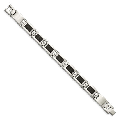 Edelstahl Chisel Poliert Lasergeschnitten mit 1/5 Karat Diamant 8.25 Zoll Armband