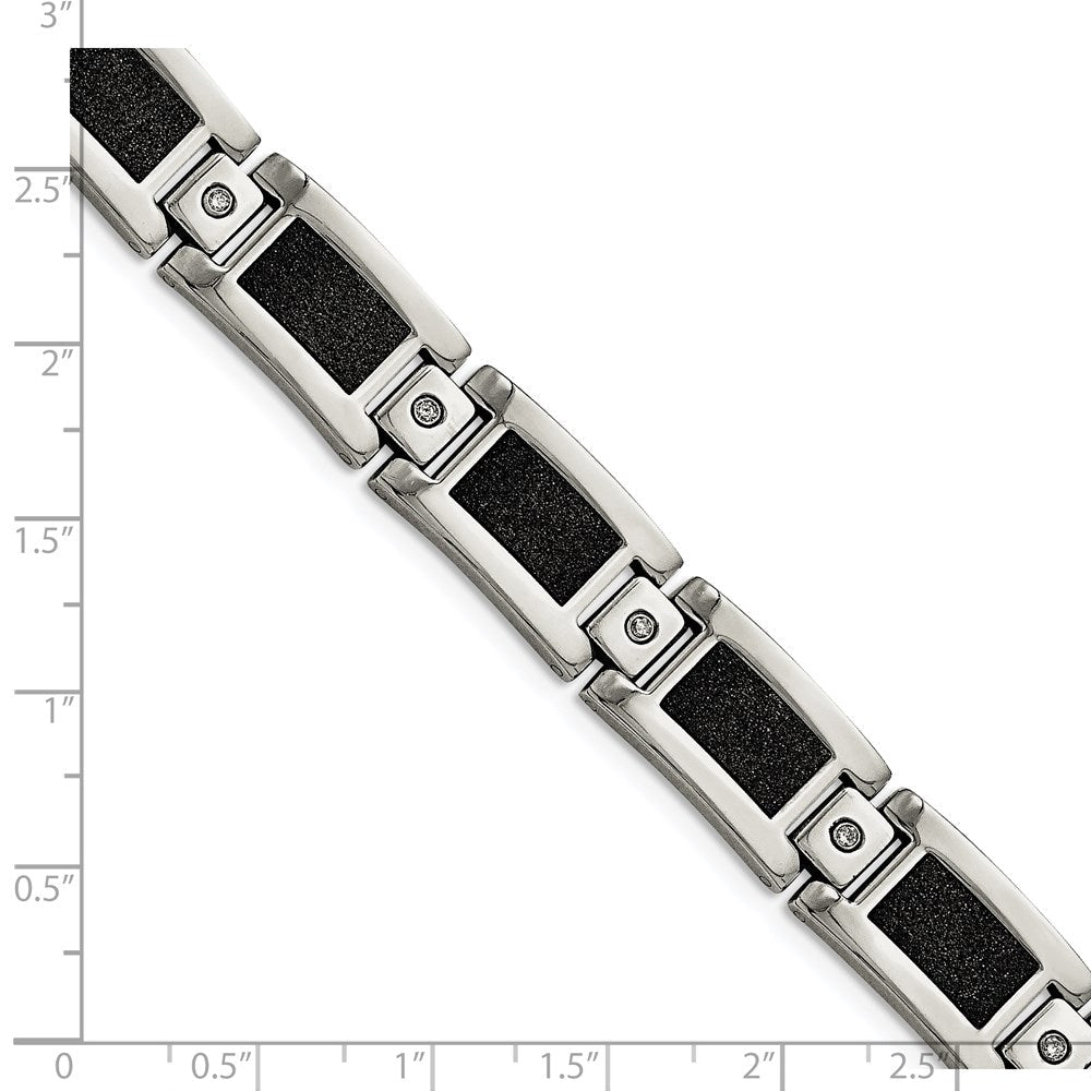 Edelstahl Chisel Poliert Lasergeschnitten mit 1/5 Karat Diamant 8.25 Zoll Armband