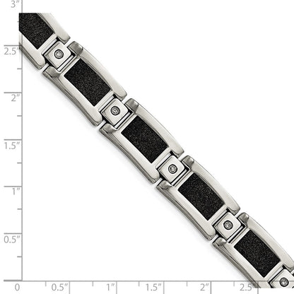 Edelstahl Chisel Poliert Lasergeschnitten mit 1/5 Karat Diamant 8.25 Zoll Armband