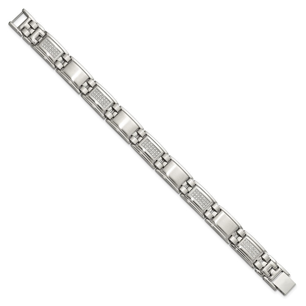 Edelstahl Chisel Poliert und Matt mit 3/4 Karat Diamant 8.75 Zoll Armband