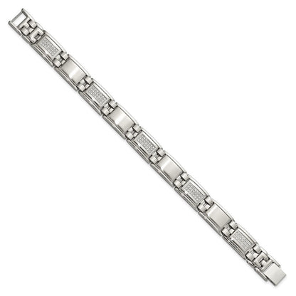 Edelstahl Chisel Poliert und Matt mit 3/4 Karat Diamant 8.75 Zoll Armband