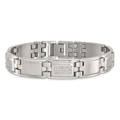 Edelstahl Chisel Poliert und Matt mit 3/4 Karat Diamant 8.75 Zoll Armband