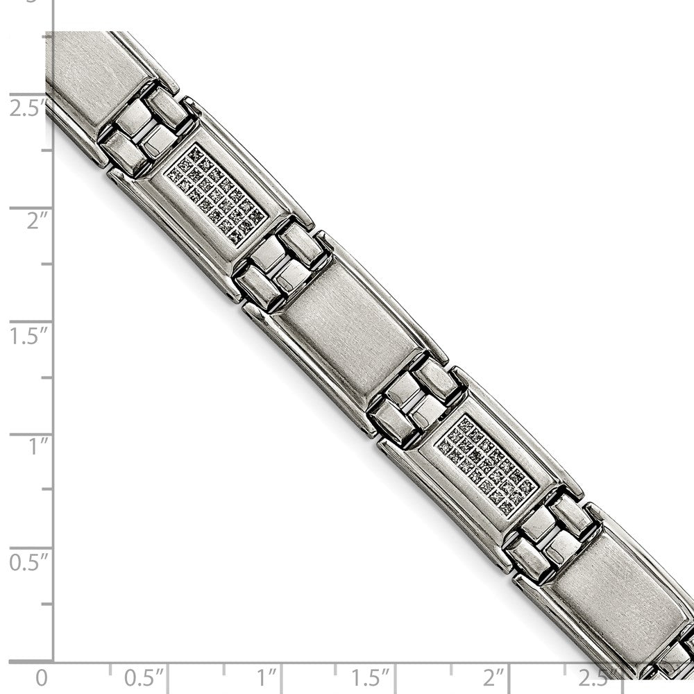 Edelstahl Chisel Poliert und Matt mit 3/4 Karat Diamant 8.75 Zoll Armband