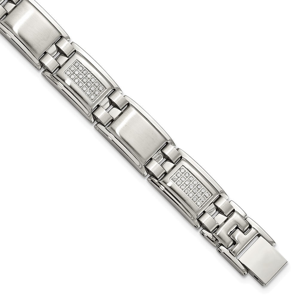 Edelstahl Chisel Poliert und Matt mit 3/4 Karat Diamant 8.75 Zoll Armband