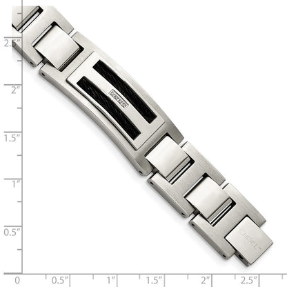 Edelstahl Chisel Poliert und Matt Schwarz Ip-beschichtet Mit.05 Karat Diamant 8.75 Zoll Armband