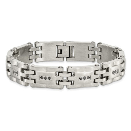 Edelstahl Chisel Gebürstet und Poliert mit 3/4 Karat Diamant 8.5 Zoll Armband