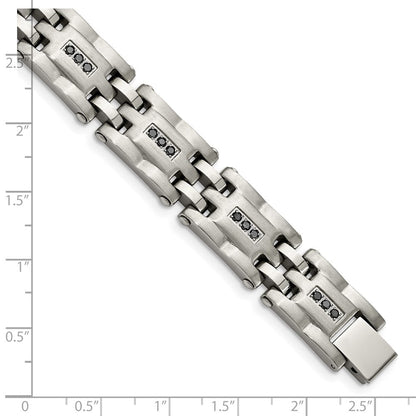 Edelstahl Chisel Gebürstet und Poliert mit 3/4 Karat Diamant 8.5 Zoll Armband