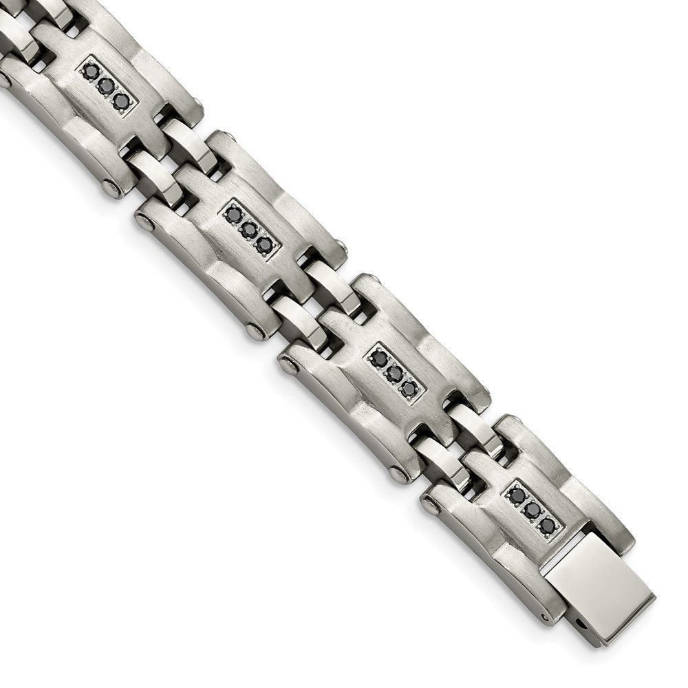 Edelstahl Chisel Gebürstet und Poliert mit 3/4 Karat Diamant 8.5 Zoll Armband