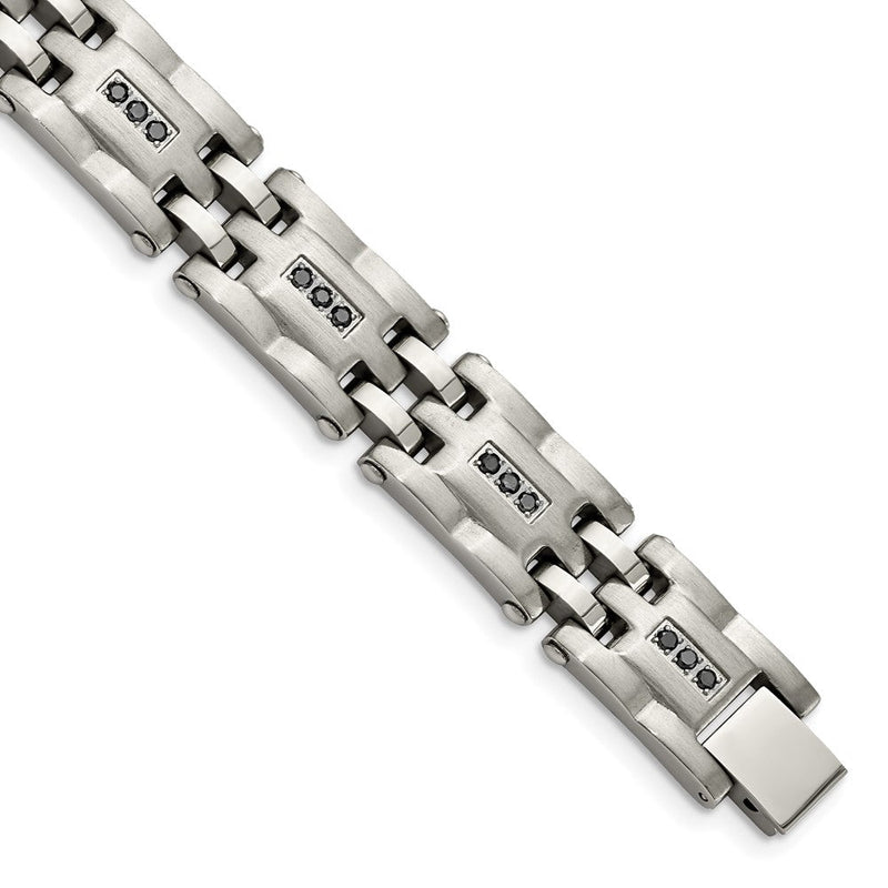 Edelstahl Chisel Gebürstet und Poliert mit 3/4 Karat Diamant 8.5 Zoll Armband
