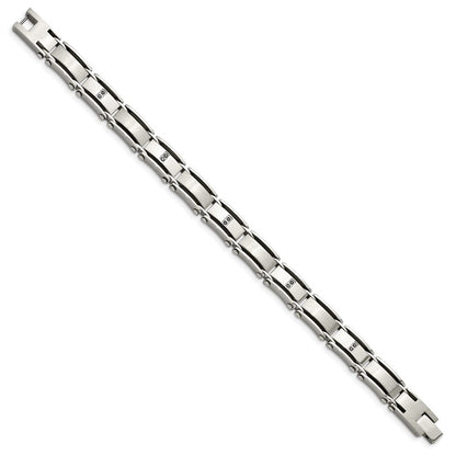 Edelstahl Chisel Gebürstet und Poliert mit 1/10 Karat Diamant 8.25 Zoll Armband
