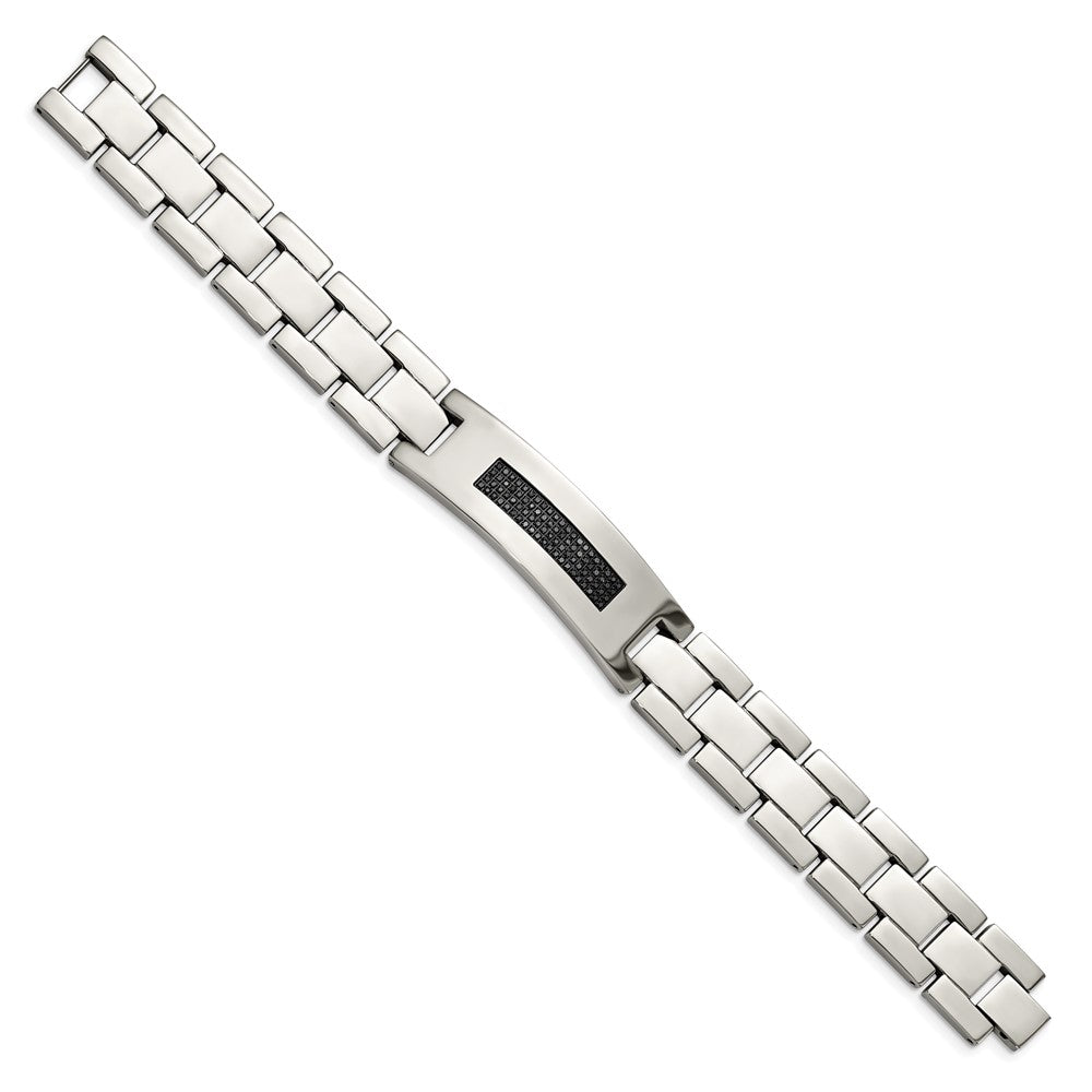 Edelstahl Chisel Poliert mit 1/2 Karat Diamant 8.25 Zoll Armband