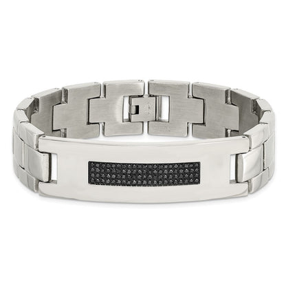 Edelstahl Chisel Poliert mit 1/2 Karat Diamant 8.25 Zoll Armband