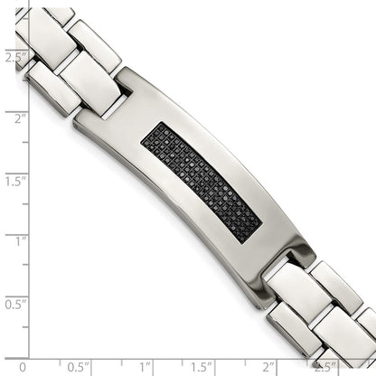 Edelstahl Chisel Poliert mit 1/2 Karat Diamant 8.25 Zoll Armband