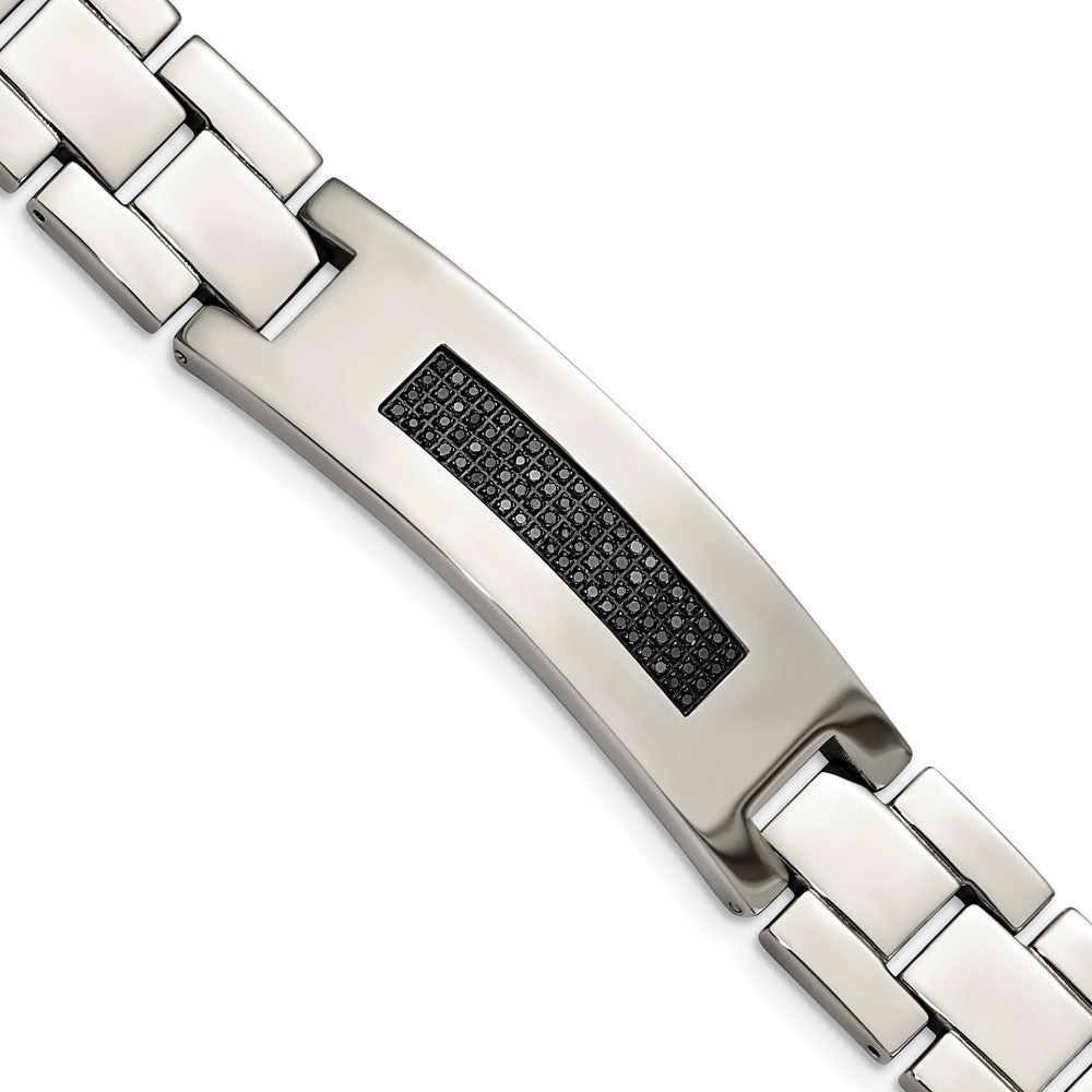 Edelstahl Chisel Poliert mit 1/2 Karat Diamant 8.25 Zoll Armband