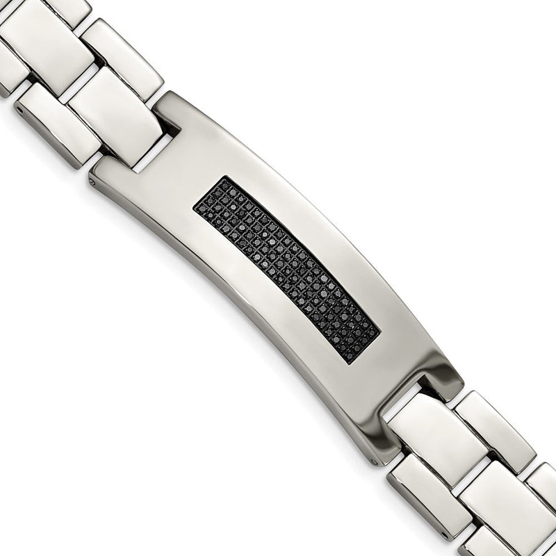 Edelstahl Chisel Poliert mit 1/2 Karat Diamant 8.25 Zoll Armband