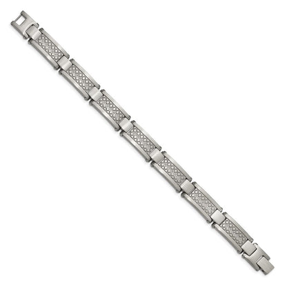 Edelstahl Chisel Antikisiert und Matt mit 1/10 Karat Diamant 9 Zoll Armband
