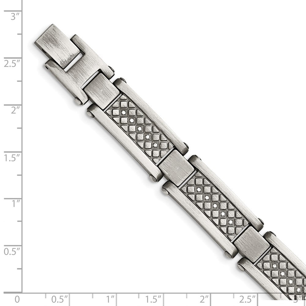 Edelstahl Chisel Antikisiert und Matt mit 1/10 Karat Diamant 9 Zoll Armband