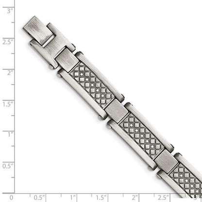 Edelstahl Chisel Antikisiert und Matt mit 1/10 Karat Diamant 9 Zoll Armband