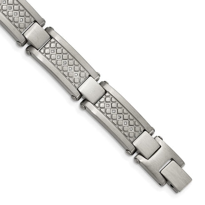 Edelstahl Chisel Antikisiert und Matt mit 1/10 Karat Diamant 9 Zoll Armband