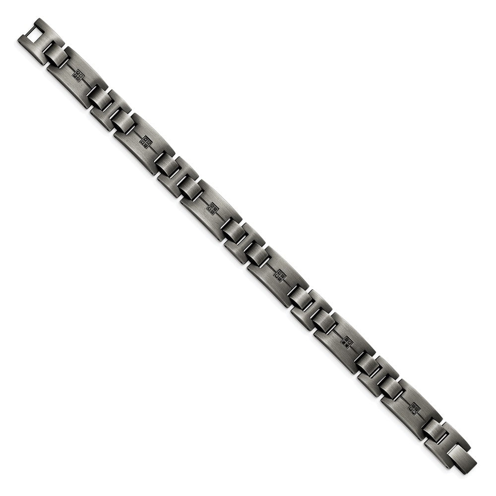 Edelstahl Chisel Antikisiert und Matt mit 1/10 Karat Schwarz Diamant 9 Zoll Armband