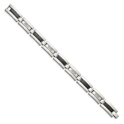 Edelstahl Chisel Poliert Schwarz Ip-beschichtet mit 1/4 Karat Diamant 8.5 Zoll Armband