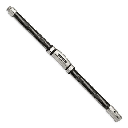Edelstahl Chisel Poliert Schwarz Ip-beschichtet mit 1/10 Karat Diamant 8.5 Zoll Armband