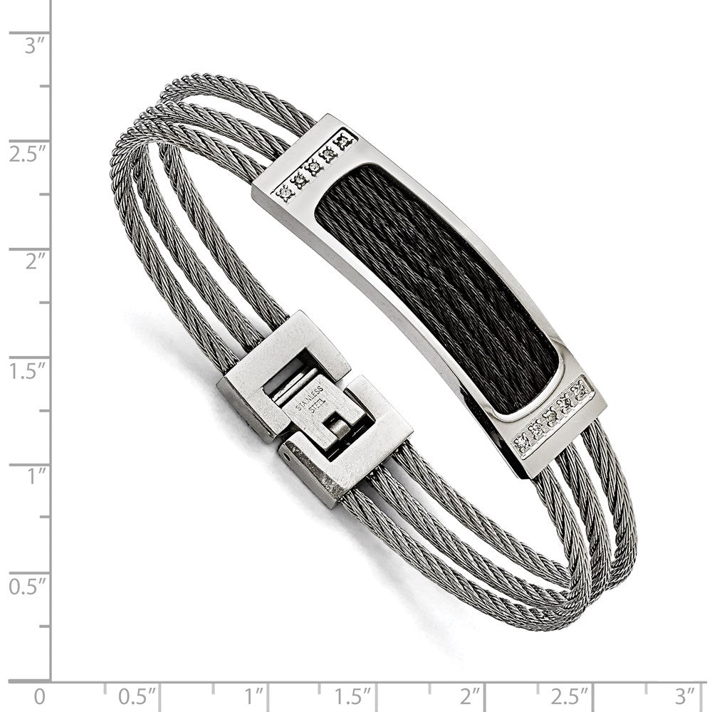 Edelstahl Chisel Poliert Schwarz Ip-beschichtet Mit.15 Karat Diamant 7.75 Zoll Armband