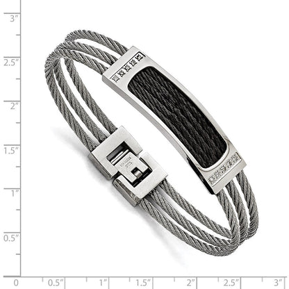 Edelstahl Chisel Poliert Schwarz Ip-beschichtet Mit.15 Karat Diamant 7.75 Zoll Armband