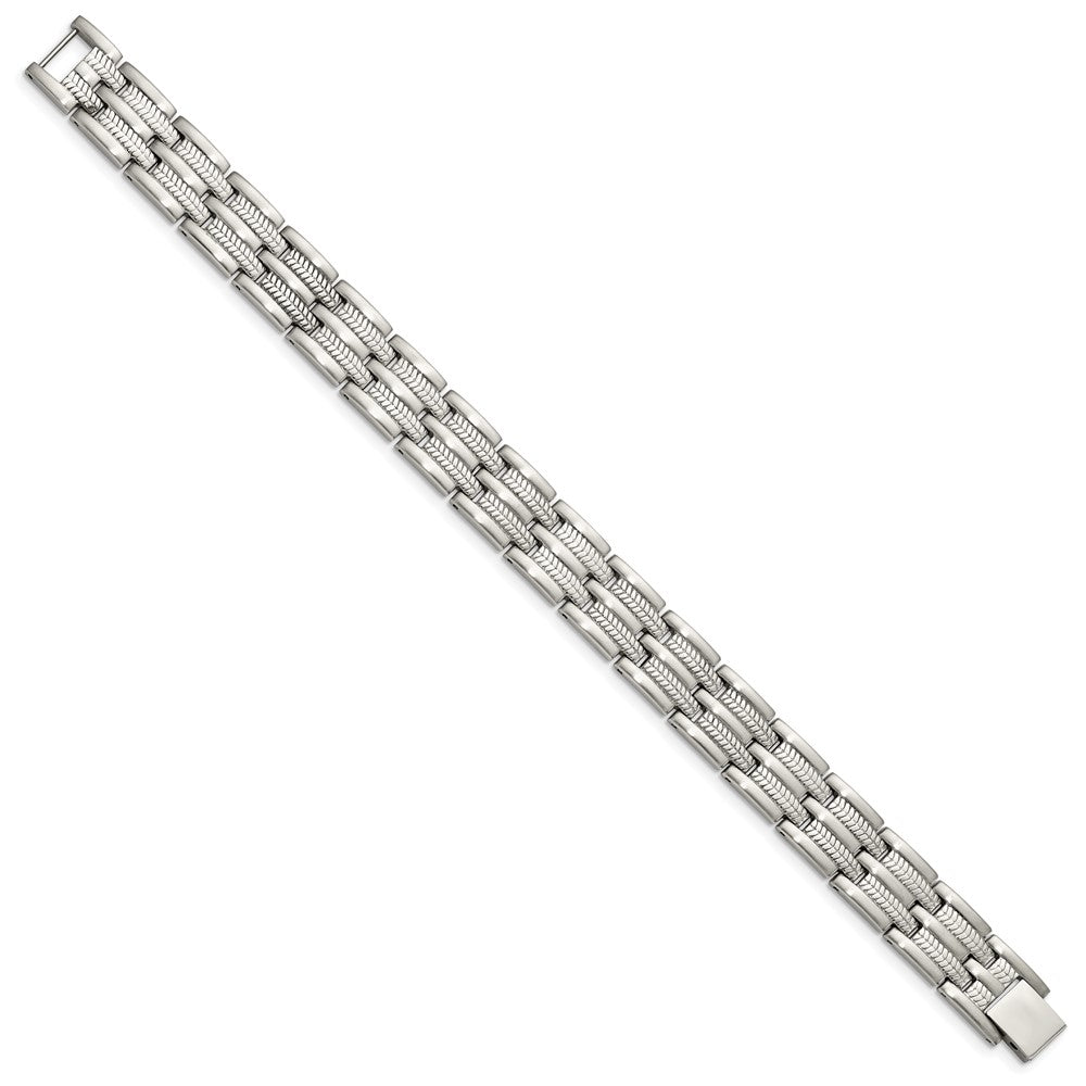 Edelstahl Chisel Gebürstet Poliert und Strukturiert 8.75 Zoll Glieder Armband